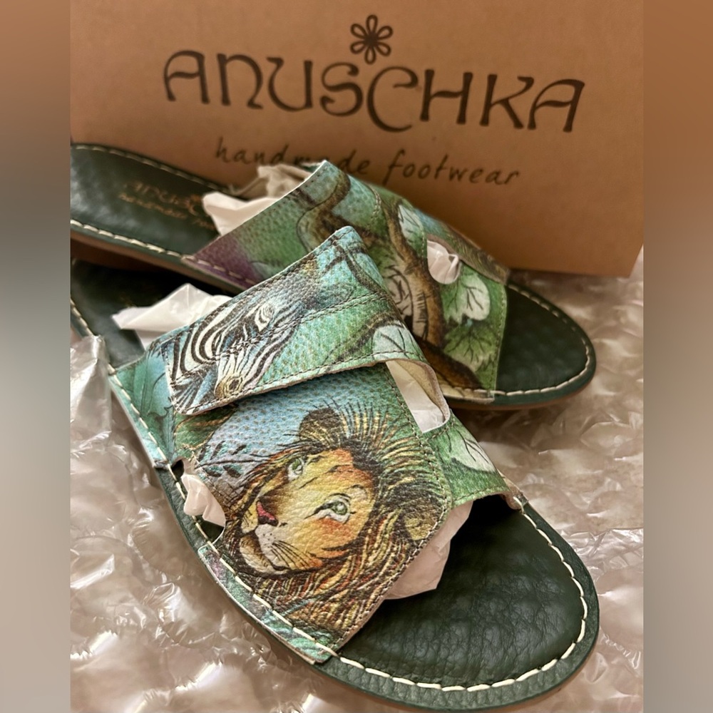 * New Anuschka African Adventure Leather Slide Sandals SZ EU 40 *